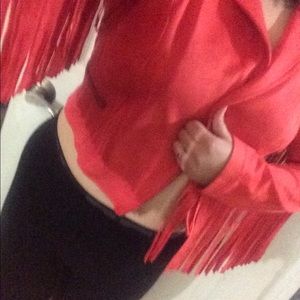 Faux Suede Fringe Moto Jacket